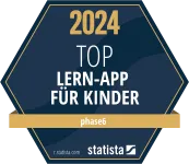 <strong>Top Lern-App für Kinder 2024</strong><br/>phase6 erhält die Auszeichnung 'Top Lern-App für Kinder' der renommierten Online-Plattform statista. Die Auszeichung basiert auf einer Umfrage unter mehr als 4.500 Teilnehmenden zur Lernqualität, Zufriedenheit und zum Preis-Leistungs-Verhältnis. Top Lern-App für Kinder 2024